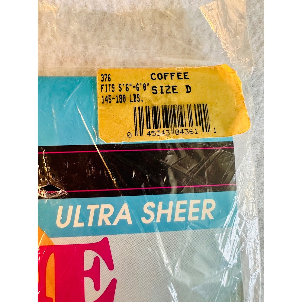 Stone Fox VINTAGE Coffee Pantyhose Size D Control Top Sandalfoot Ultra Sheer NEW - Picture 2 of 7